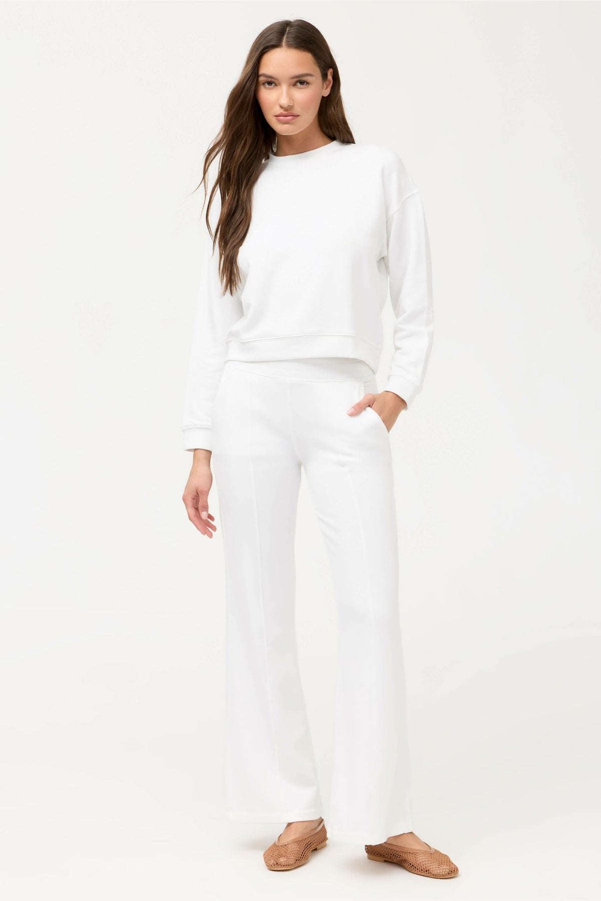 ESSENTIALS PINTUCK WIDE LEG PANT