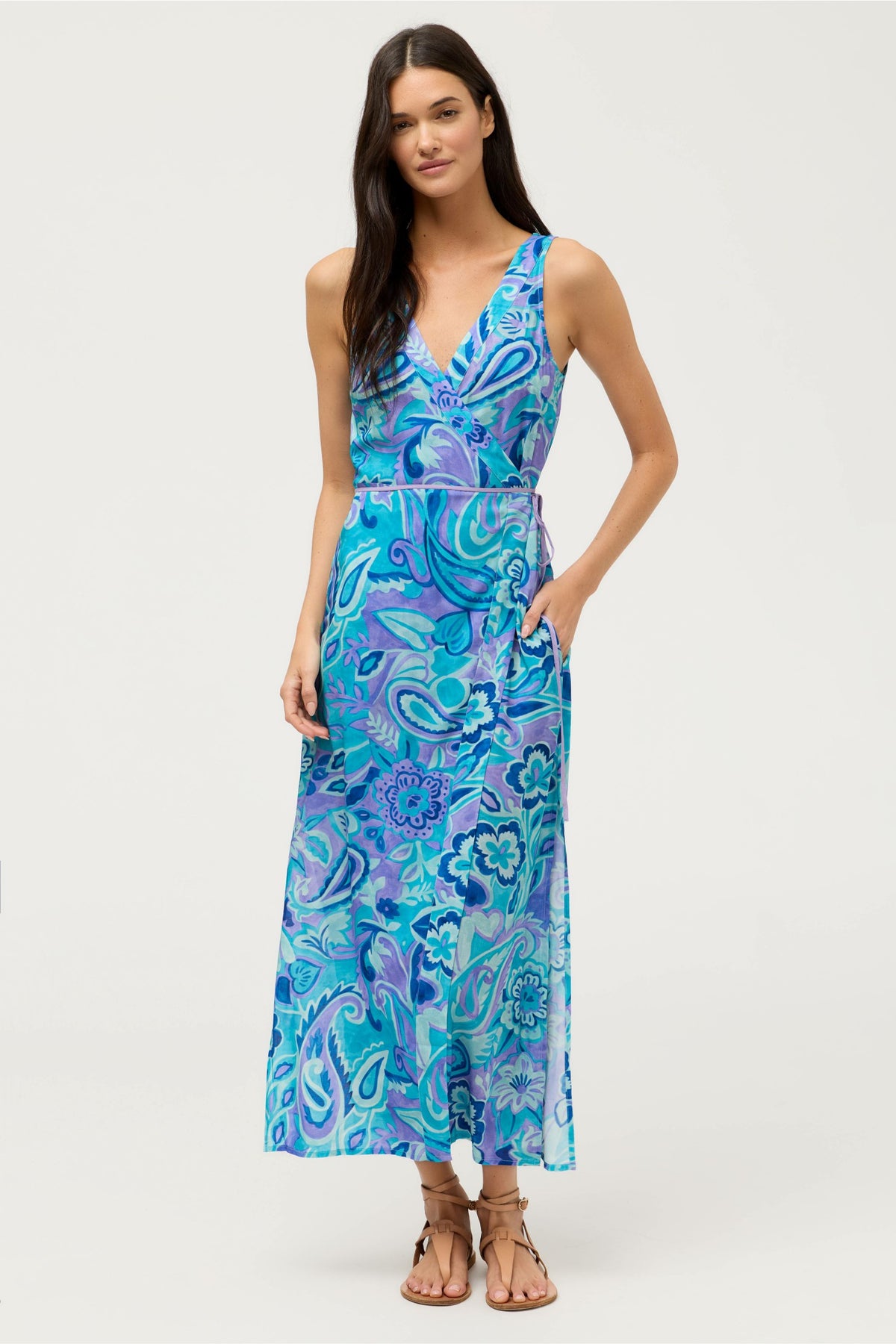 MULLA SLEEVELESS WRAP DRESS