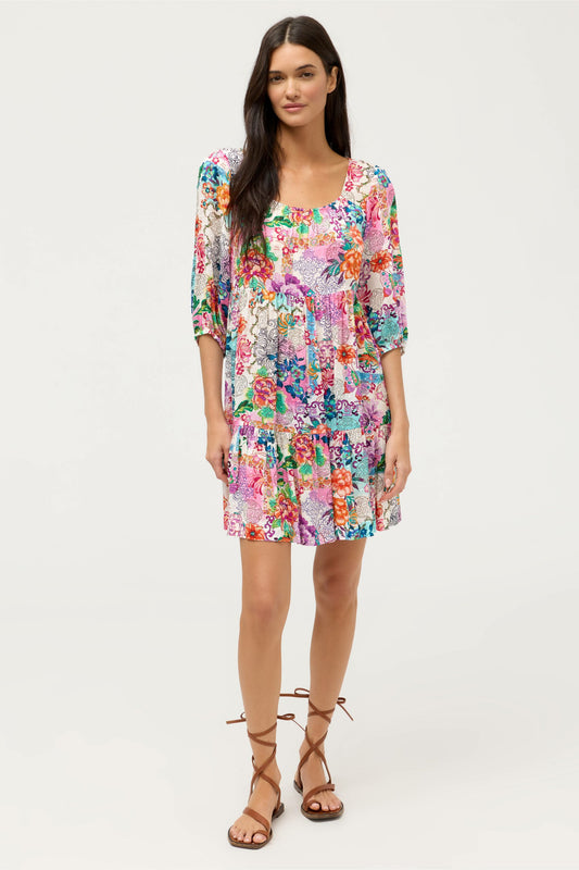 ROSEUM TIERED MINI DRESS