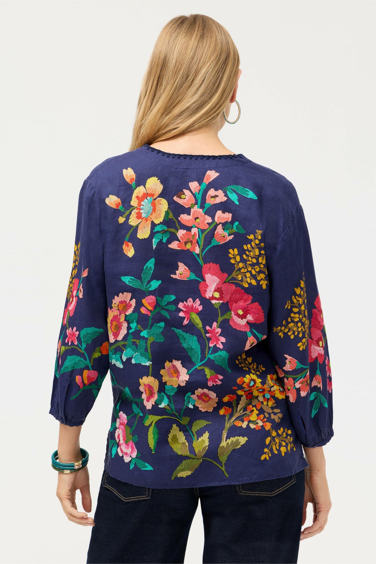 SPLIT NECK LINEN BLOUSE