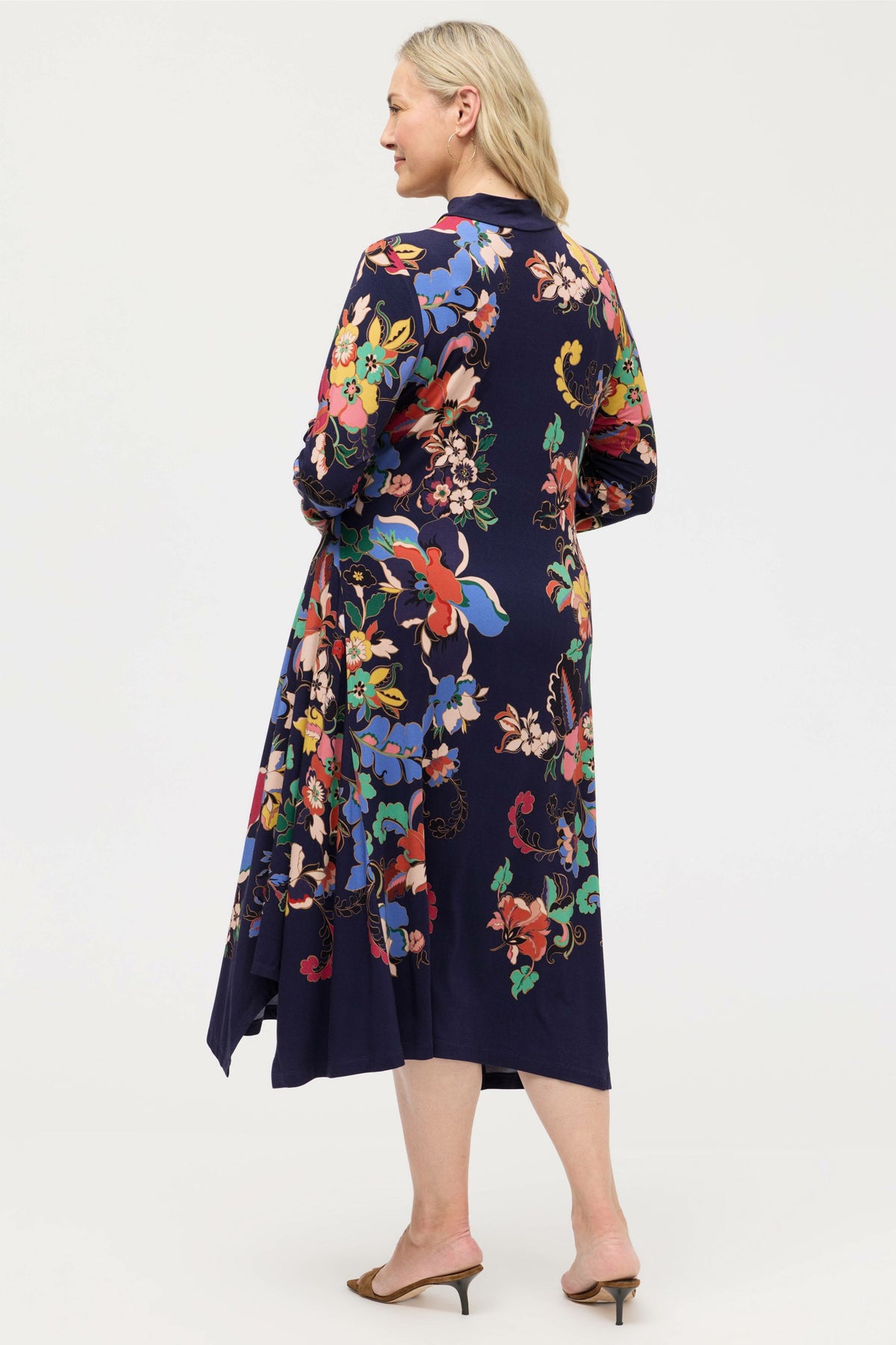 THE JANIE FAVORITE HANKERCHIEF HEM MOCK NECK DRESS