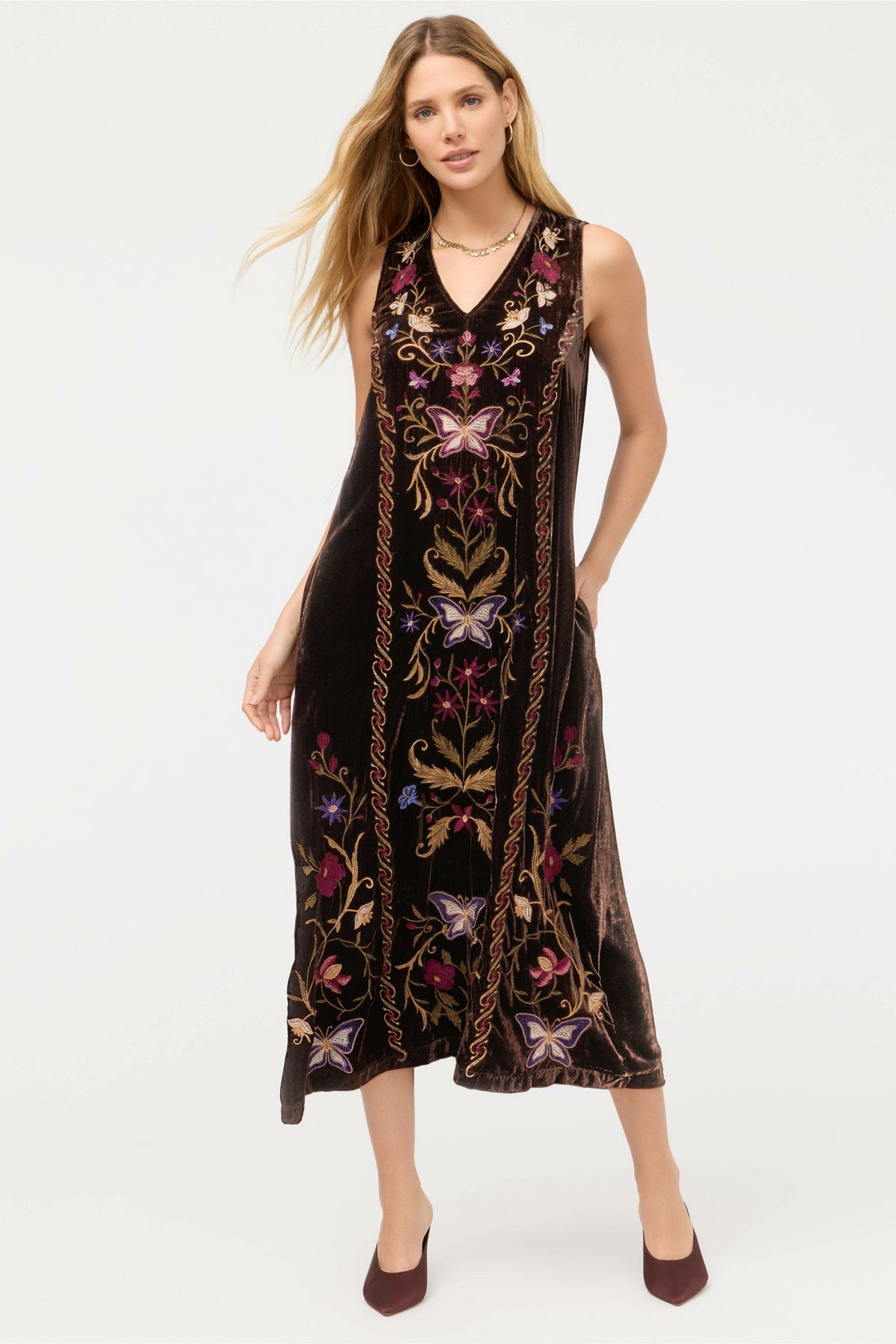 VELVET V-NECK TANK DRESS
